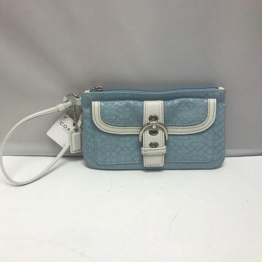 Coach Baby Blue Buckle Bag Clutch Wristlet Purse